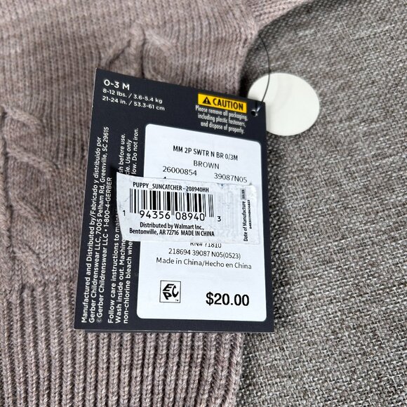 Modern Moments by Gerber 2pc Set Knit Sweater Pants Baby Girl 0-3 mos Brown NWT - Picture 6 of 10